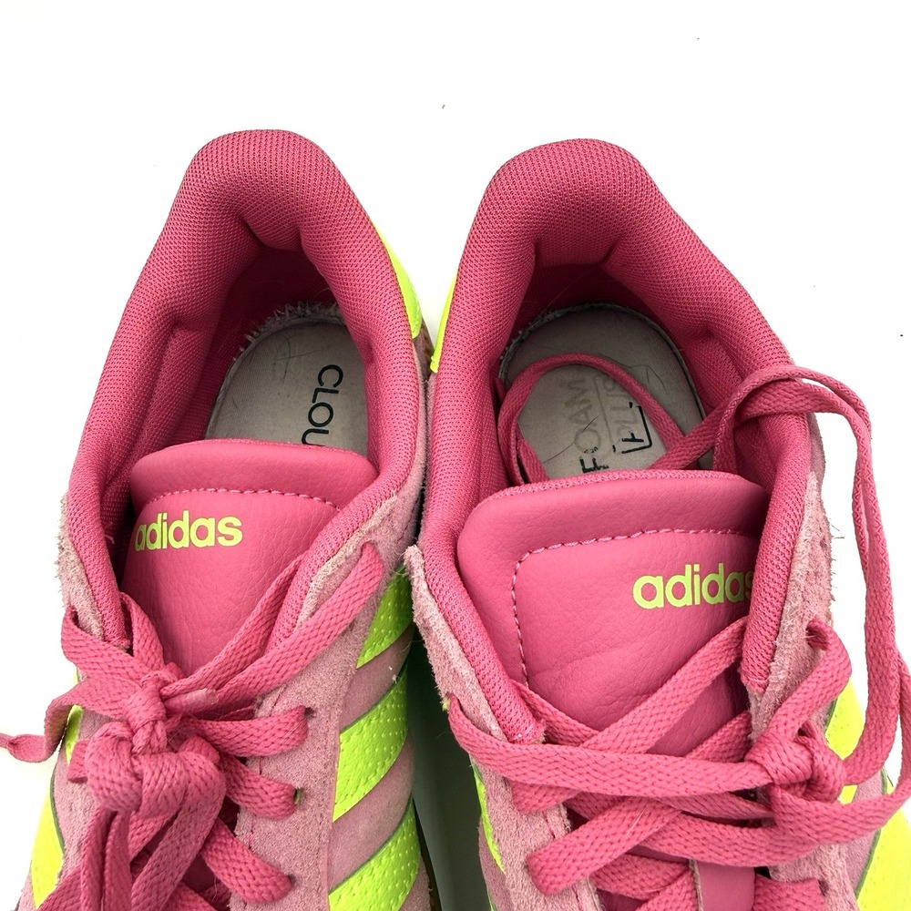Adidas Breaknet Sleek Womens Sneakers Pink Neon Yellow Suede Gum Sole Size 6.5 - Picture 10 of 12